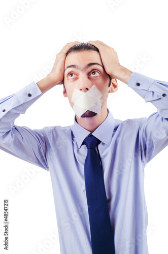 Photo: Man with closed lips in censorship concept Man with closed lips in censorship concept