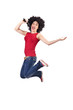 Woman with afro haircut on white