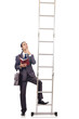 Businessman climbing the ladder isolated on white