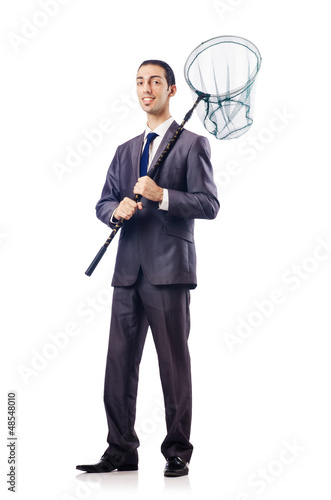Photo: Businessman in business concept with net Businessman in business concept with net