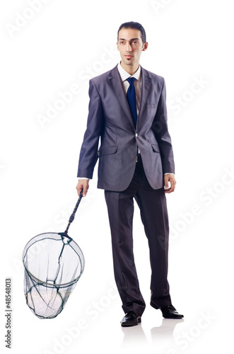 Photo: Businessman in business concept with net Businessman in business concept with net