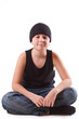 boy in a black T-shirt