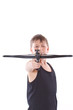 teenager with a crossbow