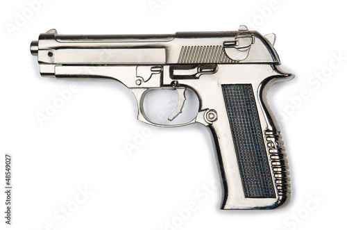 Photo: Hand gun isolated on the white background Hand gun isolated on the white background