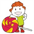 curly haired boy cartoon candy vector