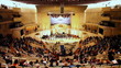 people waiting for concert in hall