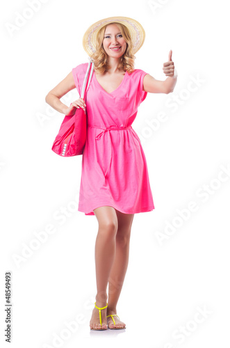 Photo: Happy attractive young woman ready for summer vacation Happy attractive young woman ready for summer vacation