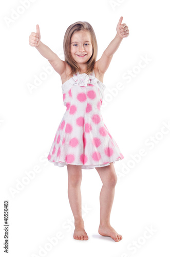 Photo: Cute little girl isolated on the white Cute little girl isolated on the white