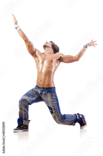 Photo: Dancer dancing dances isolated on white Dancer dancing dances isolated on white