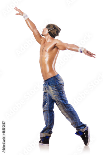 Photo: Dancer dancing dances isolated on white Dancer dancing dances isolated on white