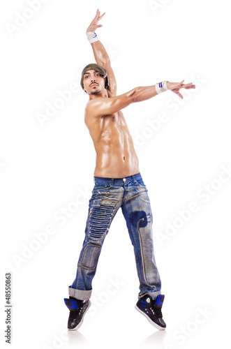 Photo: Dancer dancing dances isolated on white Dancer dancing dances isolated on white