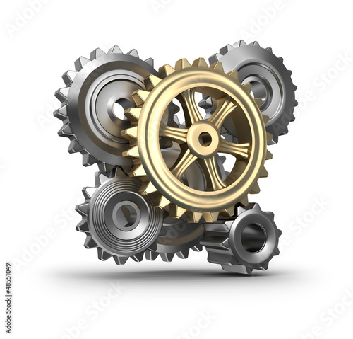 Illustration: Business mechanism. Cogs and gears. Isolated Business mechanism. Cogs and gears. Isolated