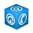 3d blue contact cube