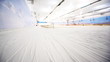 camera goes down hill near barrage in big sport center