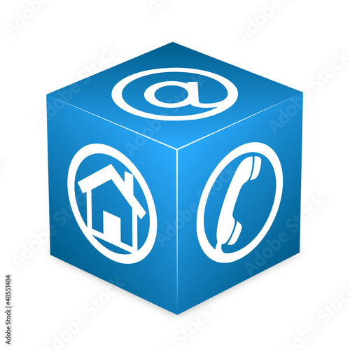 Vector: 3d blue contact cube 3d blue contact cube