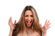 Sexy screams girl with white teeth