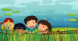 Children peeking