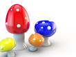 Multicolored Mushrooms over white Background