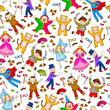 seamless pattern with kids wearing costumes