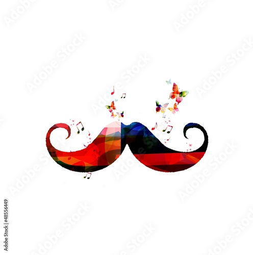 Vector: Abstract vector mustache background with butterflies Abstract vector mustache background with butterflies