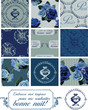 Parisian Themed Seamless Vector Foral Patterns and Icons.