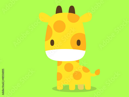 Illustration: キリンのイラスト イエローグリーン キリンのイラスト イエローグリーン