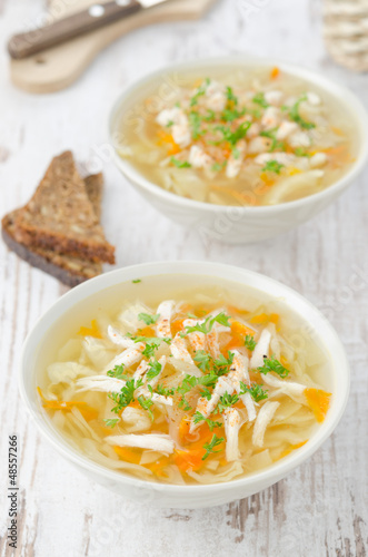 Photo: vegetable soup with chicken, cabbage and parsley vegetable soup with chicken, cabbage and parsley