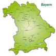 Landkarte von Bayern als Inselkarte