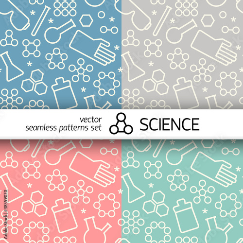 Vector: Chemistry symbol seamless patterns set Chemistry symbol seamless patterns set