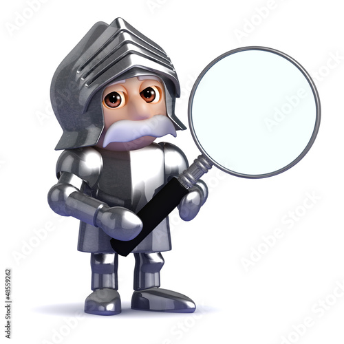 Illustration: Knight looks through magnifying lens Knight looks through magnifying lens