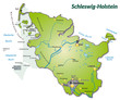 Landkarte von Schleswig-Holstein als Inselkarte