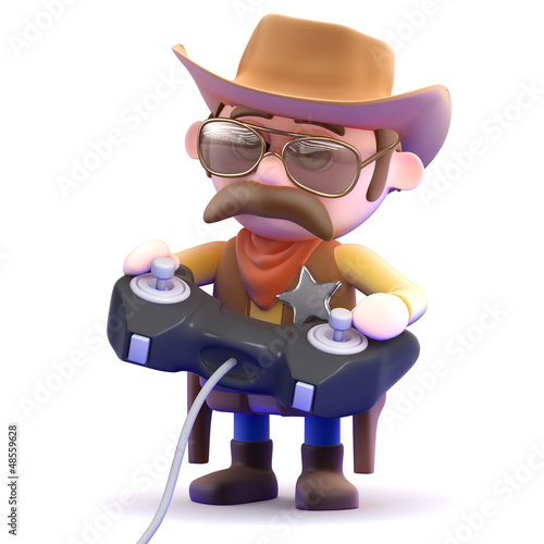 Illustration: Cowboy plays his videogame Cowboy plays his videogame