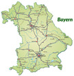 Landkarte von Bayern mit Verkehrsnetz