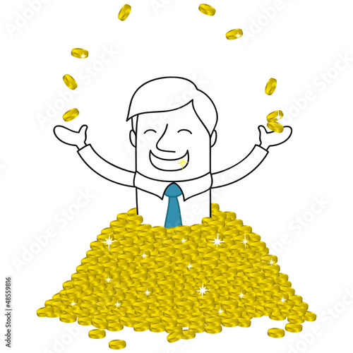 Vector: Geschäftsmann, Reichtum, Geld, Münzen, Gold Geschäftsmann, Reichtum, Geld, Münzen, Gold