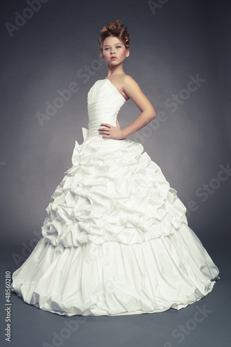 Photo: Girl princess in white ball gown Girl princess in white ball gown