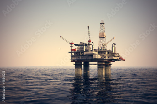 Illustration: Oil platform on sea. Oil platform on sea.