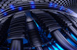 Modern network switch with cables.