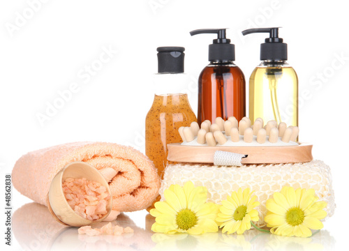 Photo: Set for care of a body isolated on white Set for care of a body isolated on white