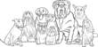purebred dogs group cartoon for coloring