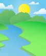 Landscape river in summer