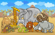 african safari wild animals cartoon illustration