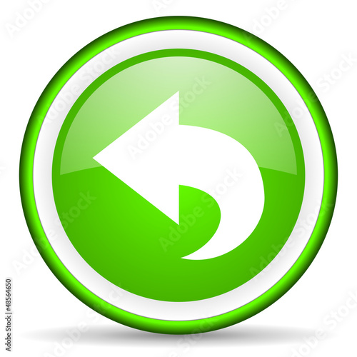 Illustration: back green glossy icon on white background back green glossy icon on white background