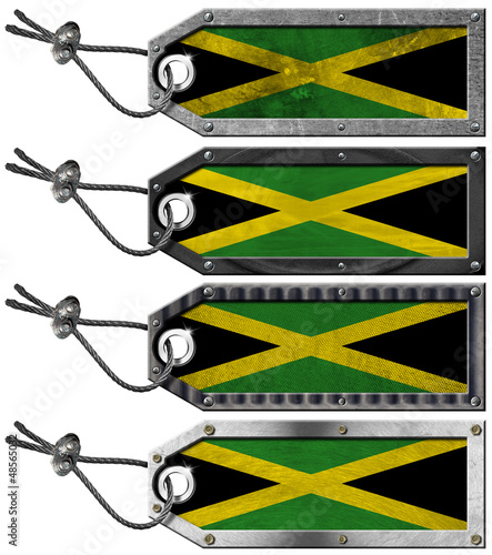 Illustration: Jamaica Flags Set of Grunge Metal Tags Jamaica Flags Set of Grunge Metal Tags