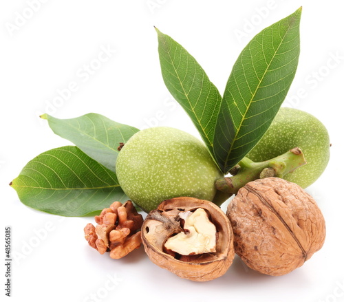 Photo: Green walnut; peeled walnut and its kernels. Green walnut; peeled walnut and its kernels.