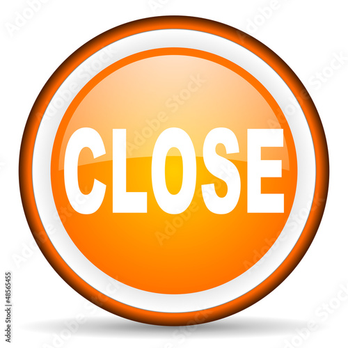 Illustration: close orange glossy icon on white background close orange glossy icon on white background