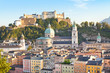 City of Salzburg at sunset, Salzburger Land, Austria
