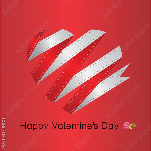Illustration: Ribbon Valentin's heart. Freash motive. Ribbon Valentin's heart. Freash motive.