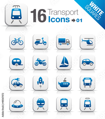 Vector: White Squares - Transportation icons White Squares - Transportation icons