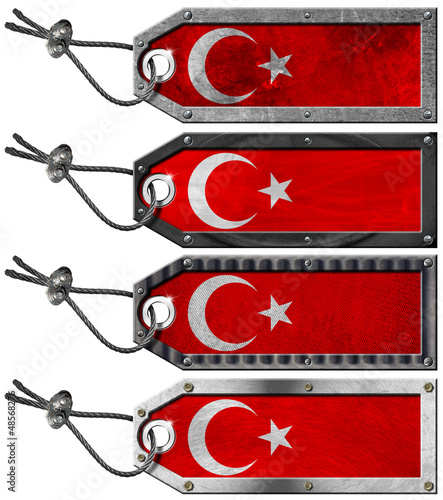 Illustration: Turkey Flags Set of Grunge Metal Tags Turkey Flags Set of Grunge Metal Tags