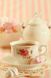 Black tea and meringue cookies